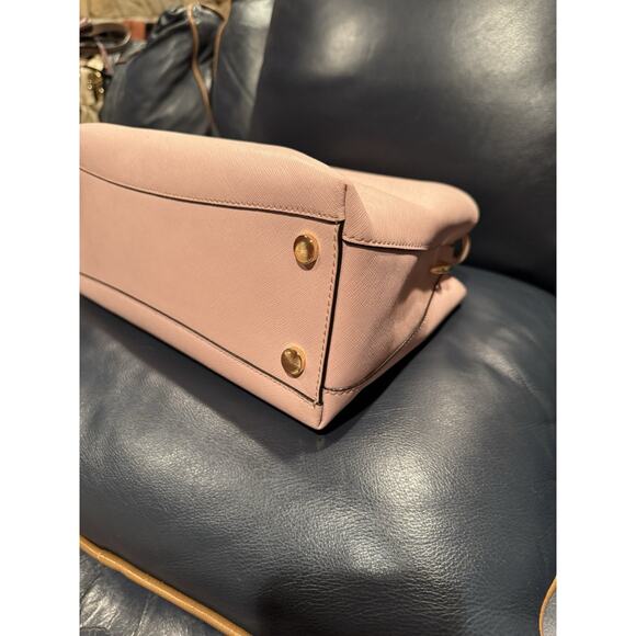 Michael Kors Sofia Portia Large Satchel Leather Bag Pink Blossom/gold - Picture 4 of 7